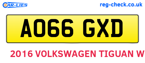 AO66GXD are the vehicle registration plates.