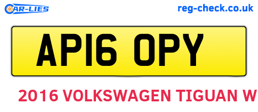 AP16OPY are the vehicle registration plates.