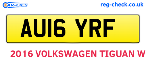 AU16YRF are the vehicle registration plates.