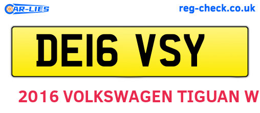 DE16VSY are the vehicle registration plates.