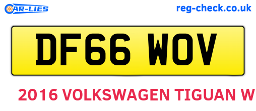 DF66WOV are the vehicle registration plates.