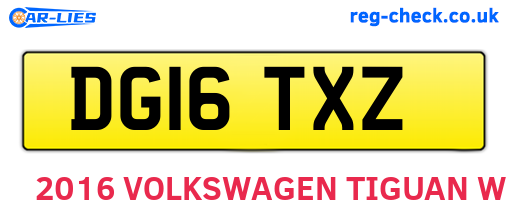 DG16TXZ are the vehicle registration plates.