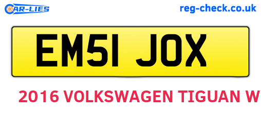 EM51JOX are the vehicle registration plates.