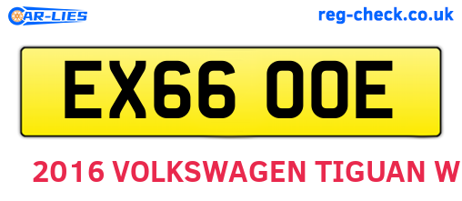 EX66OOE are the vehicle registration plates.