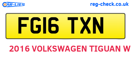 FG16TXN are the vehicle registration plates.