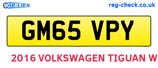GM65VPY are the vehicle registration plates.
