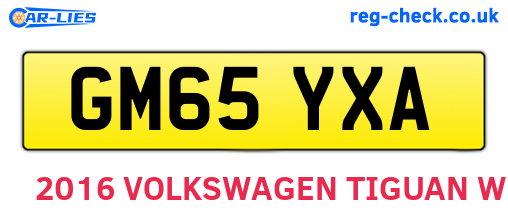 GM65YXA are the vehicle registration plates.