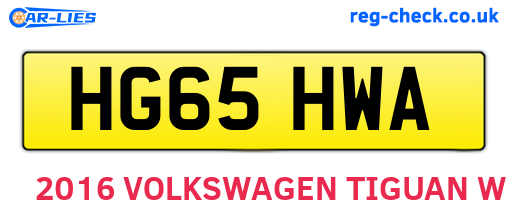 HG65HWA are the vehicle registration plates.
