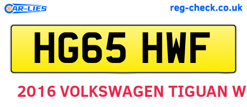HG65HWF are the vehicle registration plates.
