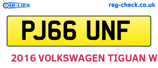 PJ66UNF are the vehicle registration plates.