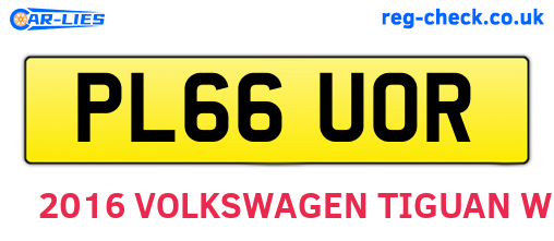 PL66UOR are the vehicle registration plates.