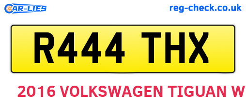 R444THX are the vehicle registration plates.