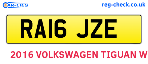 RA16JZE are the vehicle registration plates.