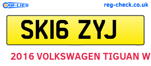 SK16ZYJ are the vehicle registration plates.
