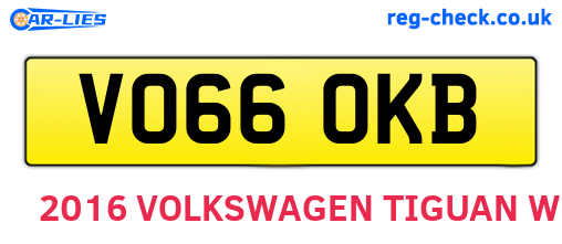 VO66OKB are the vehicle registration plates.