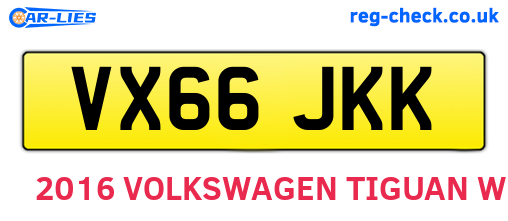 VX66JKK are the vehicle registration plates.