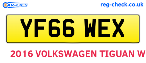 YF66WEX are the vehicle registration plates.