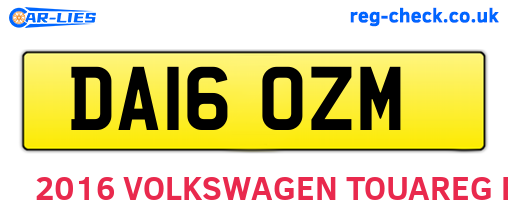 DA16OZM are the vehicle registration plates.