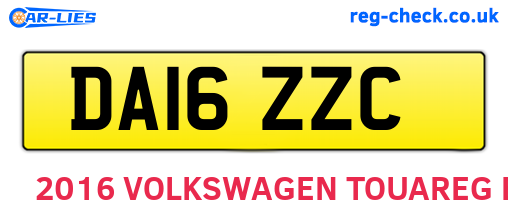 DA16ZZC are the vehicle registration plates.