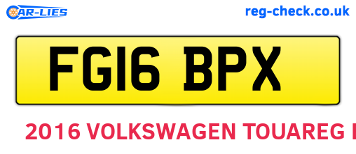 FG16BPX are the vehicle registration plates.