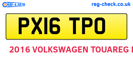 PX16TPO are the vehicle registration plates.