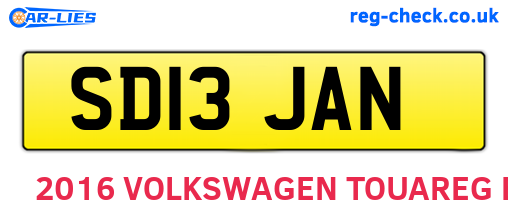 SD13JAN are the vehicle registration plates.