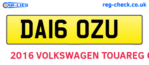 DA16OZU are the vehicle registration plates.