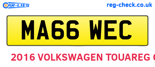 MA66WEC are the vehicle registration plates.