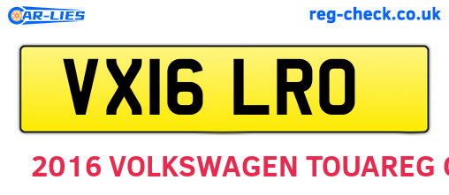 VX16LRO are the vehicle registration plates.