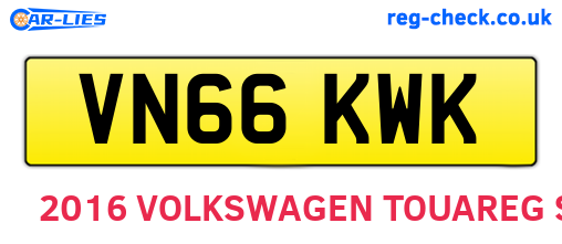 VN66KWK are the vehicle registration plates.
