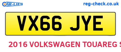 VX66JYE are the vehicle registration plates.