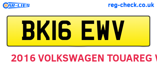 BK16EWV are the vehicle registration plates.