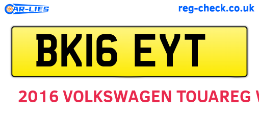 BK16EYT are the vehicle registration plates.