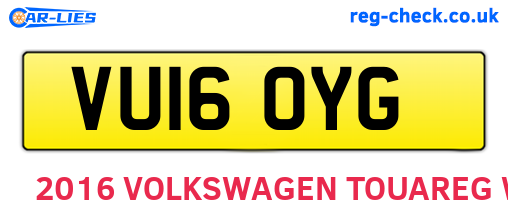 VU16OYG are the vehicle registration plates.
