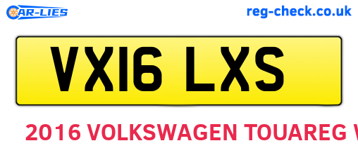 VX16LXS are the vehicle registration plates.