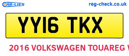 YY16TKX are the vehicle registration plates.