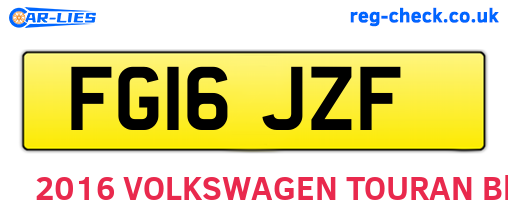 FG16JZF are the vehicle registration plates.