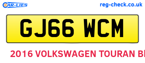 GJ66WCM are the vehicle registration plates.