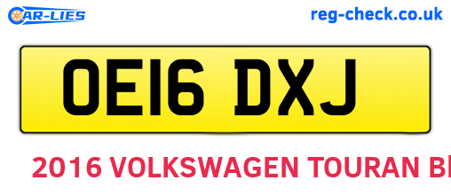 OE16DXJ are the vehicle registration plates.