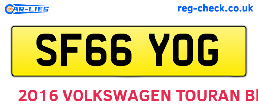 SF66YOG are the vehicle registration plates.