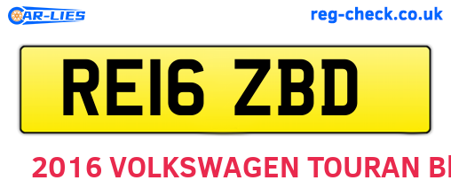 RE16ZBD are the vehicle registration plates.