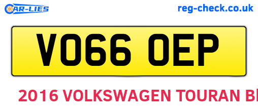 VO66OEP are the vehicle registration plates.