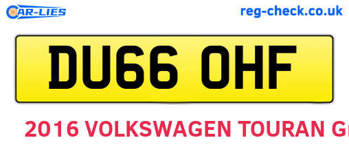 DU66OHF are the vehicle registration plates.