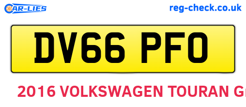 DV66PFO are the vehicle registration plates.
