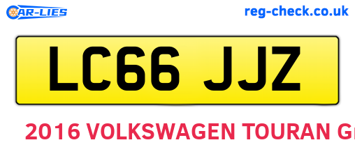 LC66JJZ are the vehicle registration plates.