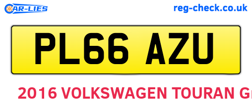 PL66AZU are the vehicle registration plates.
