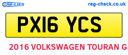 PX16YCS are the vehicle registration plates.