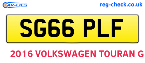 SG66PLF are the vehicle registration plates.