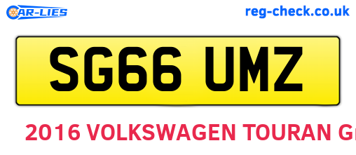 SG66UMZ are the vehicle registration plates.