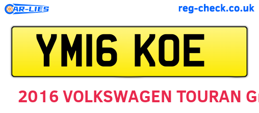 YM16KOE are the vehicle registration plates.